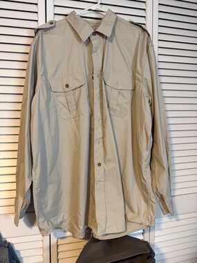 L.L. Bean Men's Beige Casual Button-Down Shirt